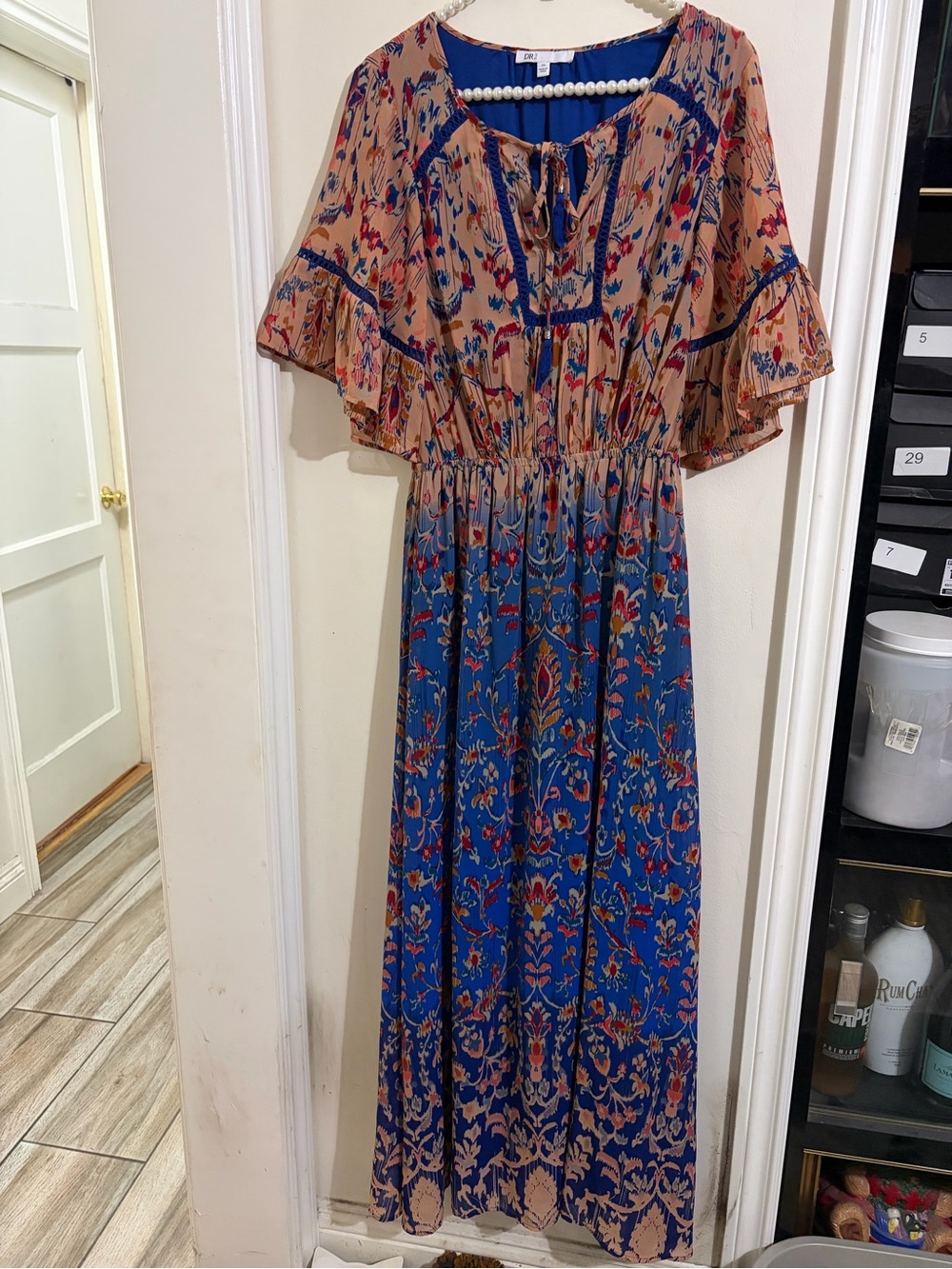 DR2 Floral Maxi Dress - Blue and Tan